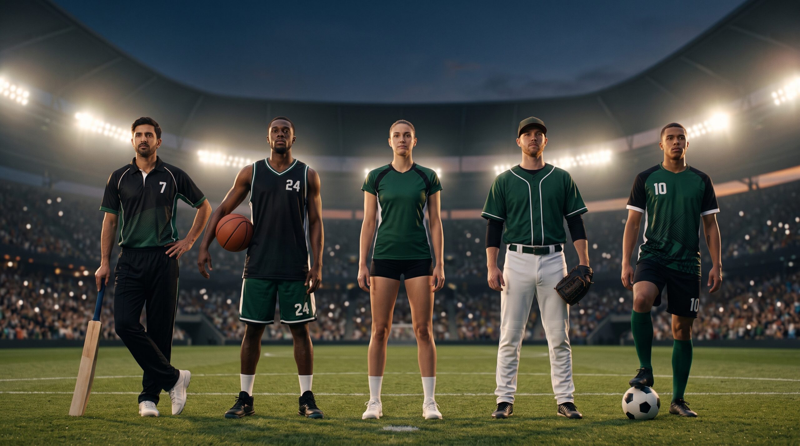 Team players wearing matching custom sports uniforms